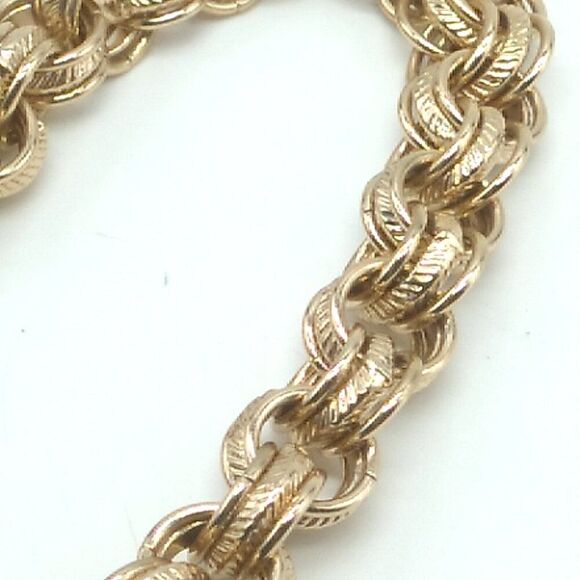 Cable Link Chain Necklace Textured & Smooth Interwoven Round Links Gold-tone - Picture 3 of 12
